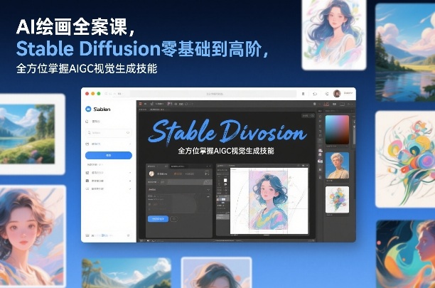 AI绘画全案课，Stable Diffusion零基础到高阶，全方位掌握AIGC视觉生成技能 - 佳梦网创 - 网创副业项目资源站-佳梦网创 - 网创副业项目资源站