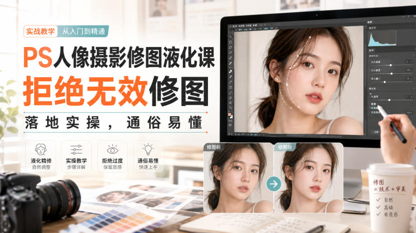 PS人像摄影修图液化课，拒绝无效修图，落地实操，通俗易懂 - 佳梦网创 - 网创副业项目资源站-佳梦网创 - 网创副业项目资源站