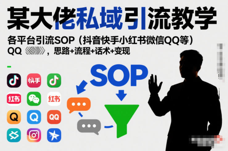某大佬私域引流教学，各平台引流SOP（抖音快手小红书微信QQ等），思路+流程+话术+变现 - 佳梦网创 - 网创副业项目资源站-佳梦网创 - 网创副业项目资源站