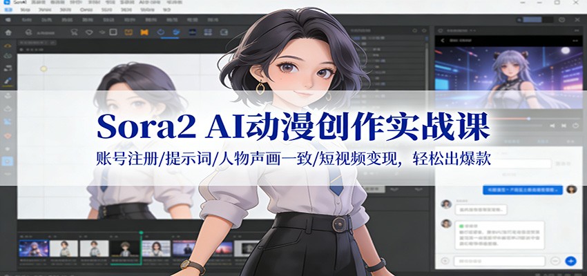 Sora2 AI动漫创作实战课：账号注册/提示词/人物声画一致/短视频变现，轻松出爆款 - 佳梦网创 - 网创副业项目资源站-佳梦网创 - 网创副业项目资源站