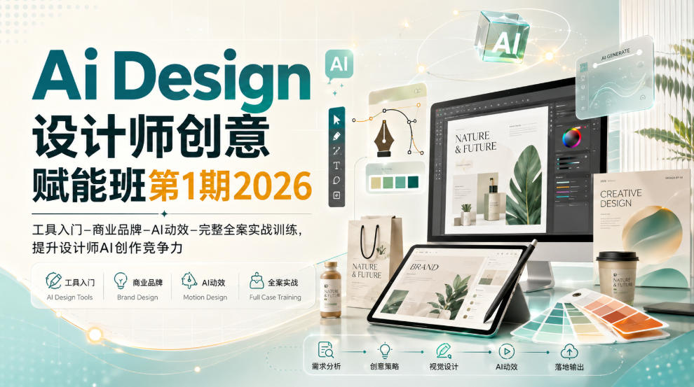 Ai Design设计师创意赋能班第1期2026｜工具入门‑商业品牌‑AI动效‑完整全案实战训练，提升设计师AI创作竞争力-佳梦网创 - 网创副业项目资源站
