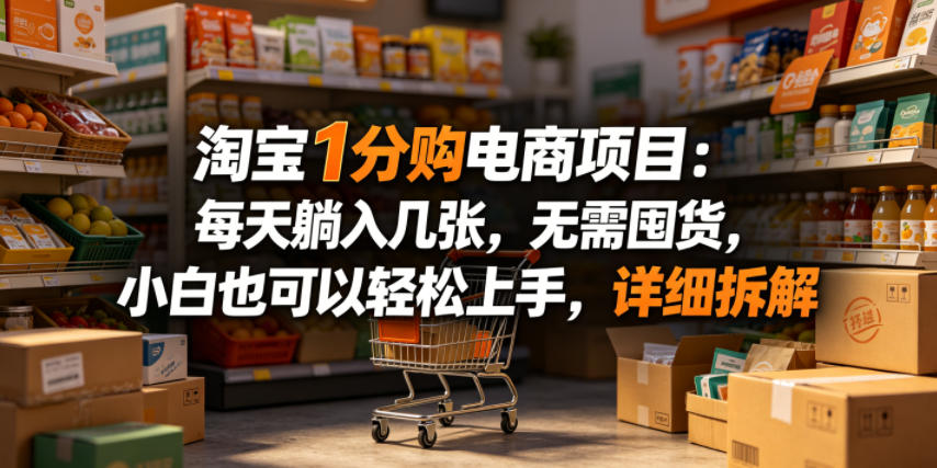 淘宝1分购电商项目:每天躺入几张,无需囤货,小白也可以轻松上手,详细拆解 淘宝1分购电商项目:每天躺入几张,无需囤货,小白也可以轻松上手,详细拆解