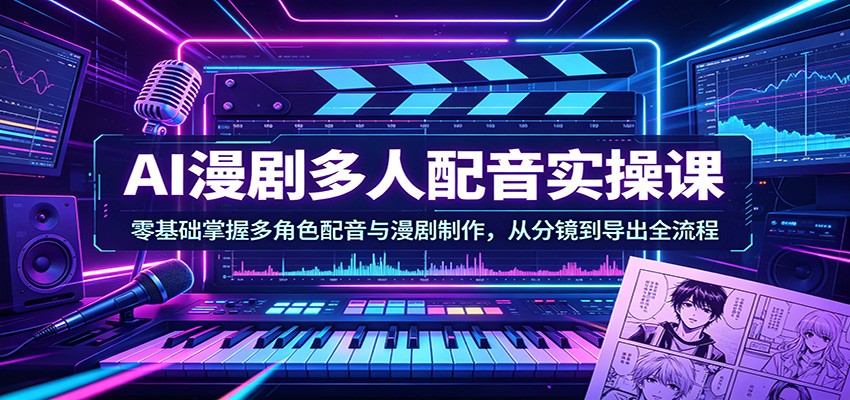 AI漫剧多人配音实操课：零基础掌握多角色配音与漫剧制作，从分镜到导出全流程 - 佳梦网创 - 网创副业项目资源站-佳梦网创 - 网创副业项目资源站