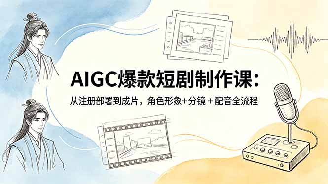 AIGC爆款短剧制作课：从注册部署到成片，角色形象+分镜+配音全流程-佳梦网创 - 网创副业项目资源站