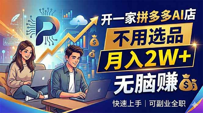 (18520期)开一家拼多多AI店,不用选品,月入2W+,无脑赚,可副业全职-佳梦网创 - 网创副业项目资源站