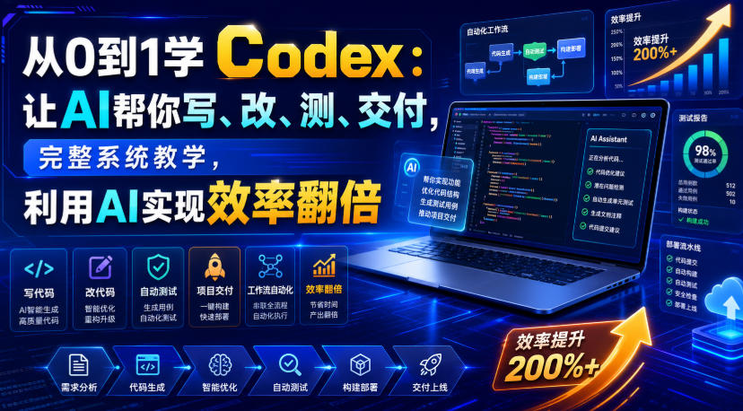 从0到1学Codex：让AI帮你写、改、测、交付，完整系统教学，利用AI实现效率翻倍（更新0918）-佳梦网创 - 网创副业项目资源站