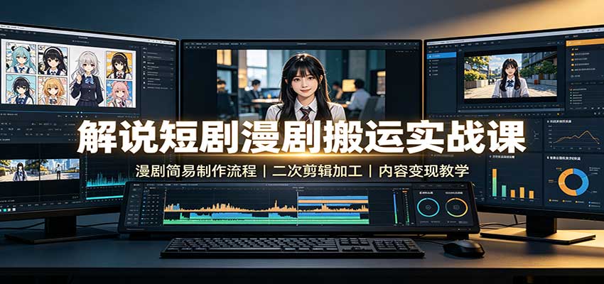 解说短剧漫剧搬运实战课：漫剧简易制作流程，二次剪辑加工，内容变现教学-佳梦网创 - 网创副业项目资源站