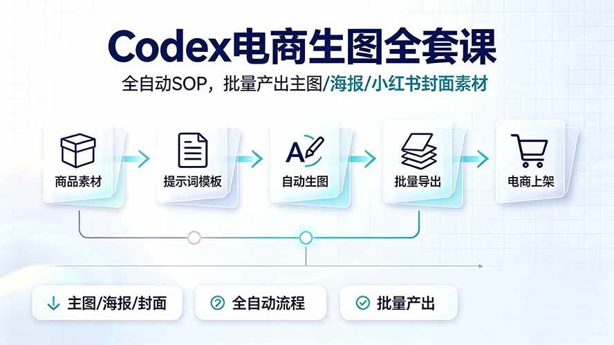 （19256期）Codex电商生图全套课｜全自动SOP，批量产出主图/海报/小红书封面素材 - 佳梦网创 - 网创副业项目资源站-佳梦网创 - 网创副业项目资源站