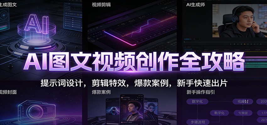 AI图文视频创作全攻略：提示词设计，剪辑特效，爆款案例，新手快速出片 - 佳梦网创 - 网创副业项目资源站-佳梦网创 - 网创副业项目资源站