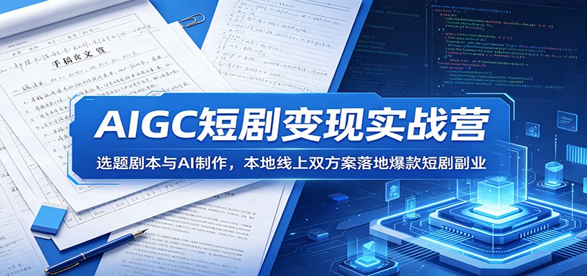 AIGC短剧变现实战营:选题剧本与AI制作,本地线上双方案落地爆款短剧副业 AIGC短剧变现实战营:选题剧本与AI制作,本地线上双方案落地爆款短剧副业