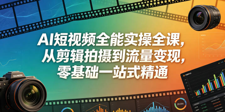 AI短视频全能实操全课，从剪辑拍摄到流量变现，零基础一站式精通 - 佳梦网创 - 网创副业项目资源站-佳梦网创 - 网创副业项目资源站