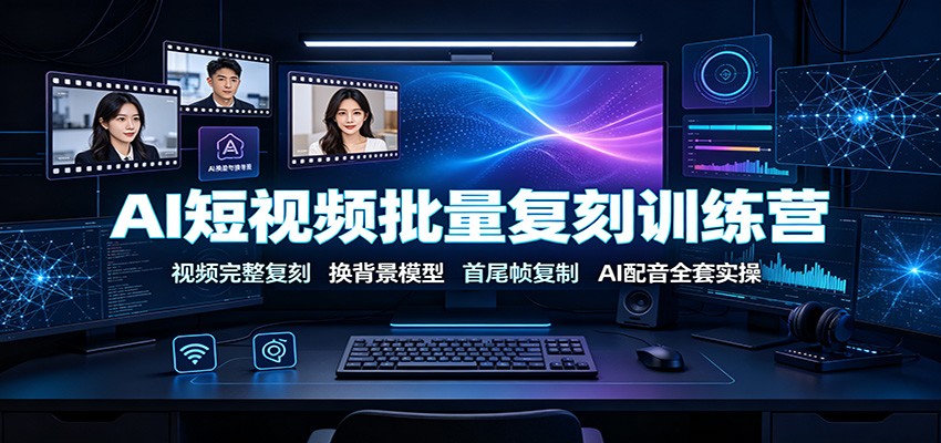 AI短视频批量复刻训练营:视频完整复刻,换背景模型、首尾帧复制、AI配音全套实操-佳梦网创 - 网创副业项目资源站