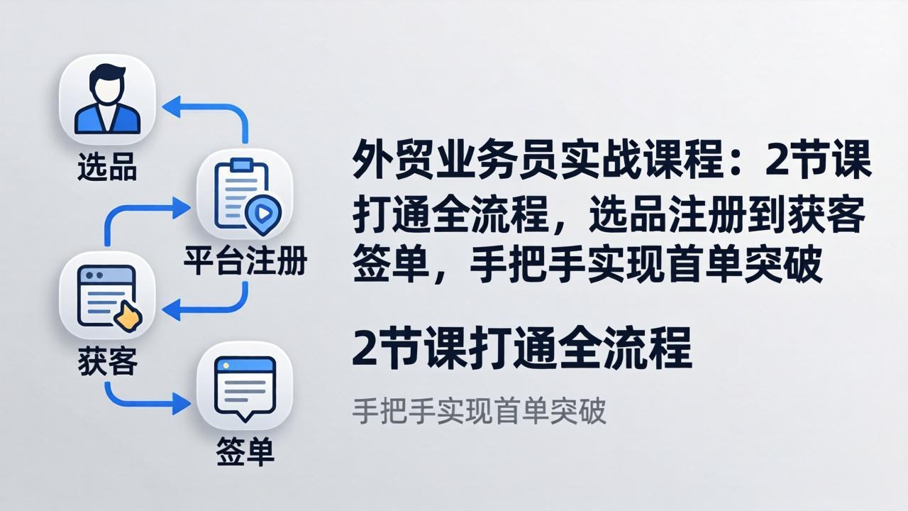 外贸业务员实战课程：2节课打通全流程，选品注册到获客签单，手把手实现首单突破 - 佳梦网创 - 网创副业项目资源站-佳梦网创 - 网创副业项目资源站
