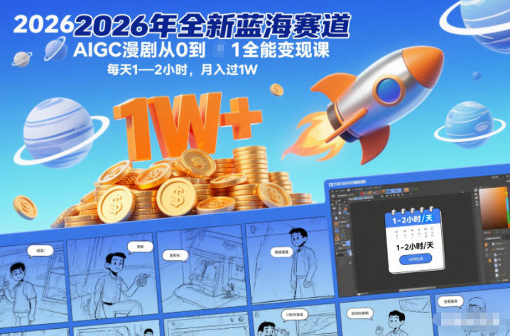 2026年全新蓝海赛道AIGC漫剧从0到1全能变现课，每天1—2小时，月入过1W - 佳梦网创 - 网创副业项目资源站-佳梦网创 - 网创副业项目资源站