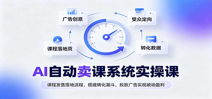 AI自动卖课系统实操课:课程发售落地流程,搭建转化漏斗,投放广告实现被动盈利-佳梦网创 - 网创副业项目资源站