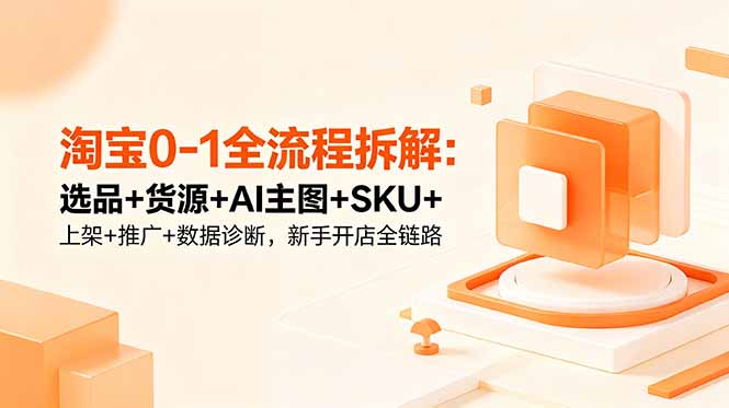 淘宝0-1全流程拆解：选品+货源+AI主图+SKU+上架+推广+数据诊断，新手开店全链路 - 佳梦网创 - 网创副业项目资源站-佳梦网创 - 网创副业项目资源站