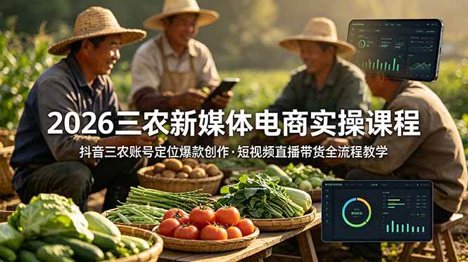 (18991期)2026三农新媒体电商实操课程:抖音三农账号定位爆款创作,短视频直播带货全流程教学-佳梦网创 - 网创副业项目资源站