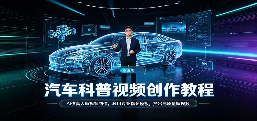 汽车科普视频创作教程：AI仿真人短视频制作，套用专业指令模板，产出高质量短视频-佳梦网创 - 网创副业项目资源站