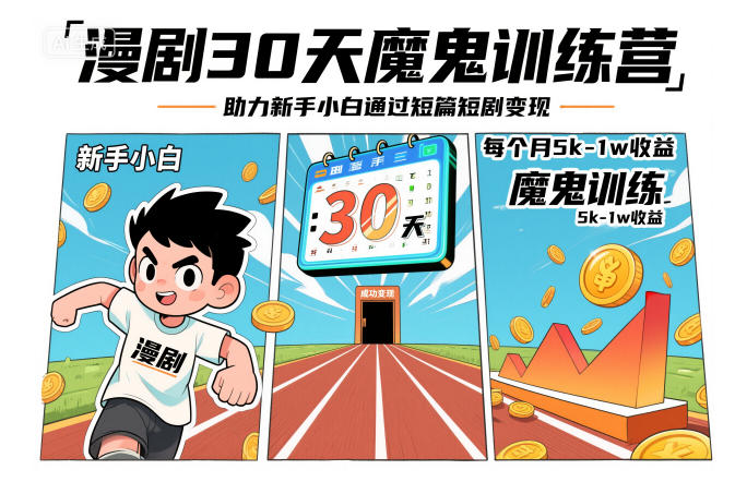 漫剧30天魔鬼训练营，助力新手小白通过短篇短剧变现，每个月5k-1w收益 - 佳梦网创 - 网创副业项目资源站-佳梦网创 - 网创副业项目资源站