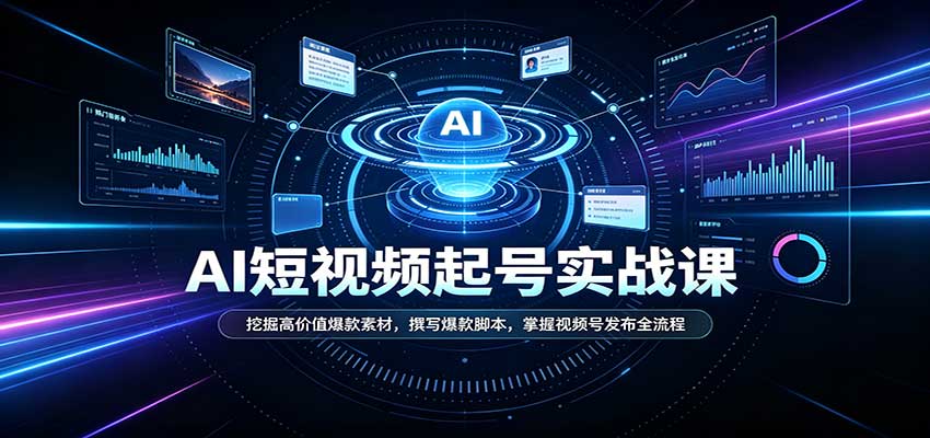短视频AI起号实战课：挖掘高价值爆款素材，撰写爆款脚本，掌握视频号发布全流程-佳梦网创 - 网创副业项目资源站