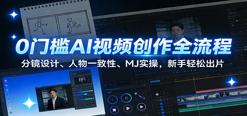 0门槛AI视频创作全流程：分镜设计、人物一致性、MJ实操，新手轻松出片 - 佳梦网创 - 网创副业项目资源站-佳梦网创 - 网创副业项目资源站