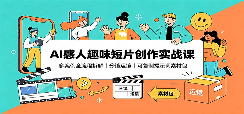 AI感人趣味短片创作实战课：多案例全流程拆解，分镜运镜，可复制提示词素材包-佳梦网创 - 网创副业项目资源站