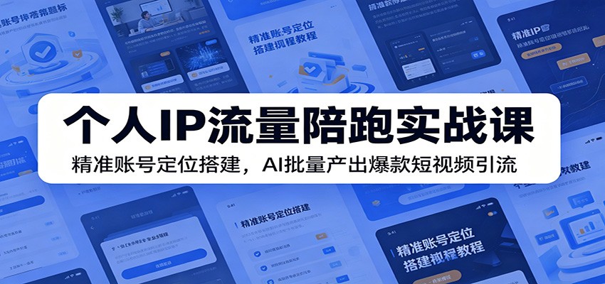 个人IP流量陪跑实战课：精准账号定位搭建，AI批量产出爆款短视频引流-佳梦网创 - 网创副业项目资源站