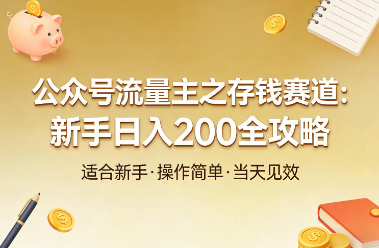 公众号流量主之存钱赛道，贴合当下需求，适合新手，一天收益2张 - 佳梦网创 - 网创副业项目资源站-佳梦网创 - 网创副业项目资源站