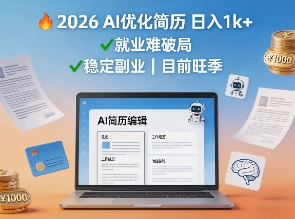 2026用AI优化简历日入1k+就业难，目前旺季，稳定副业 - 佳梦网创 - 网创副业项目资源站-佳梦网创 - 网创副业项目资源站