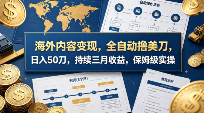 海外内容变现，全自动撸美刀，日入50刀，持续三月收益，保姆级实操【揭秘】 - 佳梦网创 - 网创副业项目资源站-佳梦网创 - 网创副业项目资源站