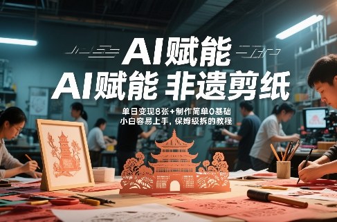 AI赋能非遗剪纸，地标性建筑爆款视频，单日变现8张+制作简单0基础，小白容易上手，保姆级拆解教程 - 佳梦网创 - 网创副业项目资源站-佳梦网创 - 网创副业项目资源站