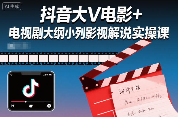 抖音大V电影+电视剧大纲小列影视剧解说实操课 - 佳梦网创 - 网创副业项目资源站-佳梦网创 - 网创副业项目资源站