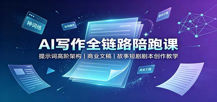 AI写作全链路陪跑课:提示词高阶架构,商业文稿,故事短剧剧本创作教学-佳梦网创 - 网创副业项目资源站
