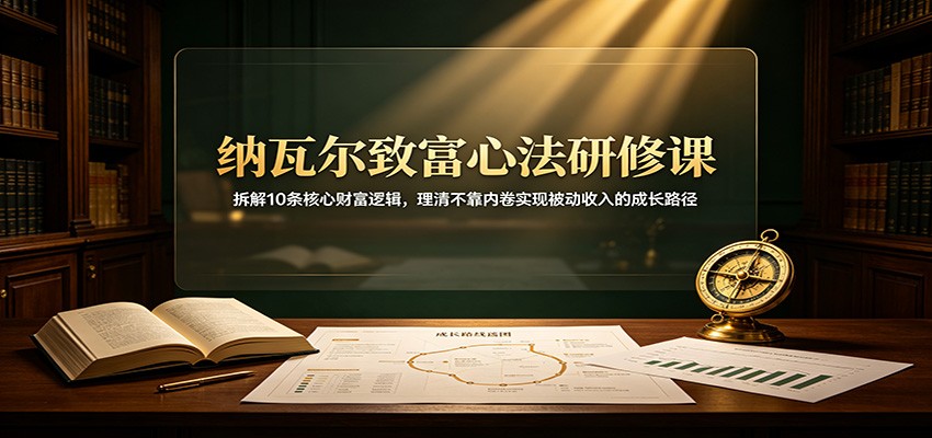 纳瓦尔致富心法研修课:拆解10条核心财富逻辑,理清不靠内卷实现被动收入的成长路径-佳梦网创 - 网创副业项目资源站