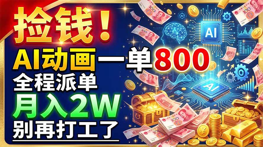 (19330期)捡钱!AI动画一单800,全程派单,月入2W,别再打工了 (19330期)捡钱!AI动画一单800,全程派单,月入2W,别再打工了