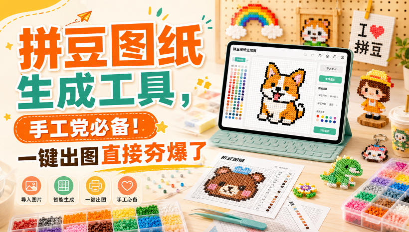 拼豆图纸生成工具，手工党必备！一键出图直接夯爆了-佳梦网创 - 网创副业项目资源站