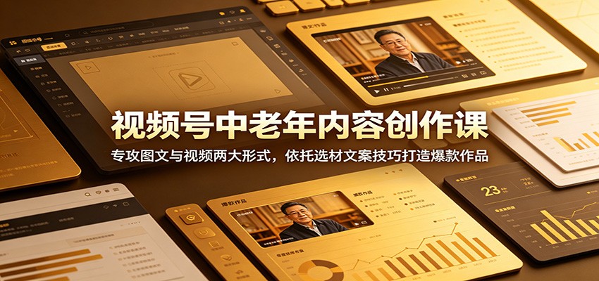 视频号中老年内容创作课:专攻图文与视频两大形式,依托选材文案技巧打造爆款作品-佳梦网创 - 网创副业项目资源站