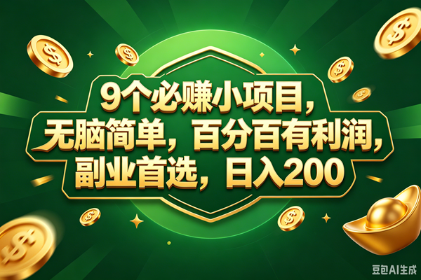 (18950期)9个必赚的小项目,百分百赚元子,无脑简单,副业首选,日入300+-佳梦网创 - 网创副业项目资源站