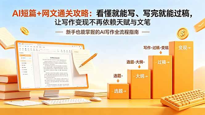 （18486期）AI短篇+网文通关攻略-更新4月：看懂就能写、写完就能过稿，让写作变现不再依赖天赋与文笔 - 佳梦网创 - 网创副业项目资源站-佳梦网创 - 网创副业项目资源站