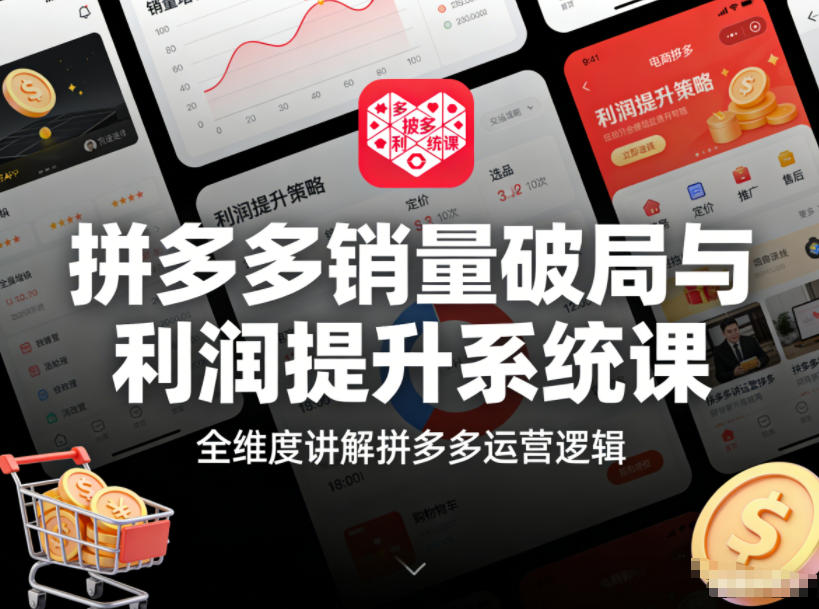 拼多多销量破局与利润提升系统课，全维度讲解拼多多运营逻辑 - 佳梦网创 - 网创副业项目资源站-佳梦网创 - 网创副业项目资源站