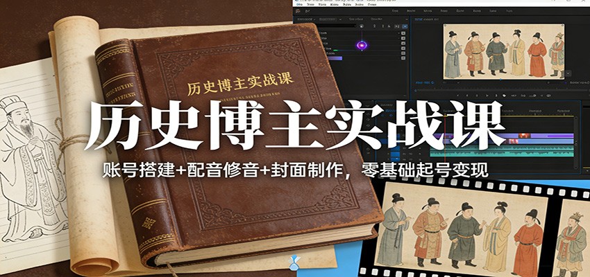 历史博主实战课：账号搭建+配音修音+封面制作，零基础起号变现 - 佳梦网创 - 网创副业项目资源站-佳梦网创 - 网创副业项目资源站