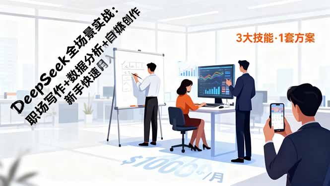 DeepSeek全场景实战：职场写作+数据分析+自媒体创作，新手快速月入过万-佳梦网创 - 网创副业项目资源站