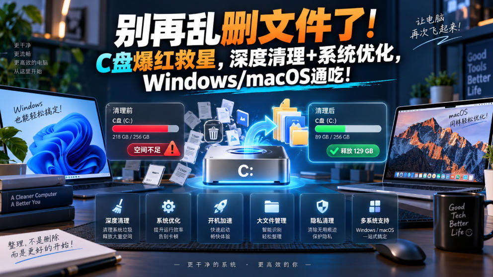 别再乱删文件了！C盘爆红救星，深度清理+系统优化，Windows/macOS通吃！-佳梦网创 - 网创副业项目资源站