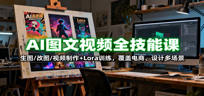 AI图文视频全技能课：生图/改图/视频制作+Lora训练，覆盖电商 、设计多场景 - 佳梦网创 - 网创副业项目资源站-佳梦网创 - 网创副业项目资源站