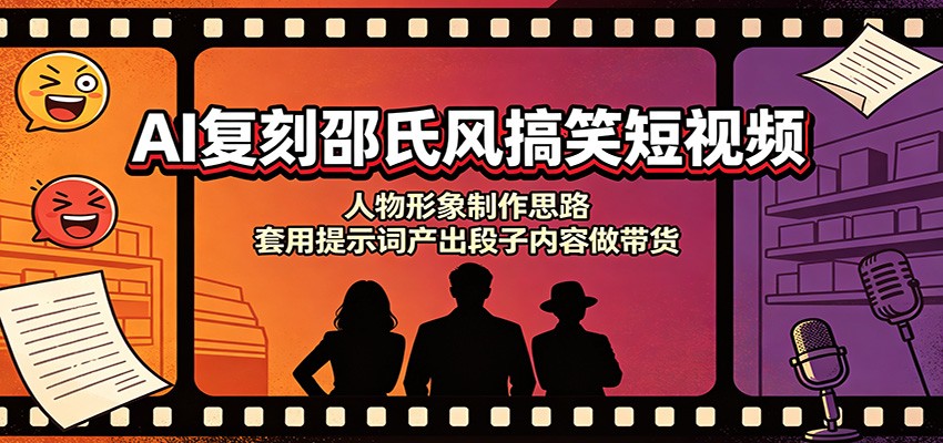 AI复刻邵氏风搞笑短视频:人物形象制作思路,套用提示词产出段子内容做带货-佳梦网创 - 网创副业项目资源站