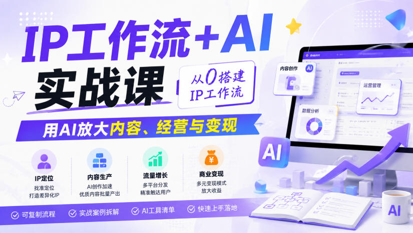 IP工作流+AI实战课,从0搭建IP工作流,用AI放大内容、经营与变现-佳梦网创 - 网创副业项目资源站