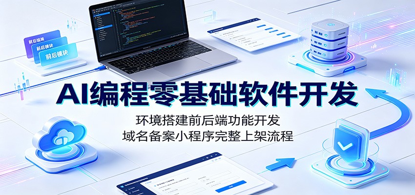 AI编程零基础软件开发:环境搭建前后端功能开发,域名备案小程序完整上架流程 AI编程零基础软件开发:环境搭建前后端功能开发,域名备案小程序完整上架流程