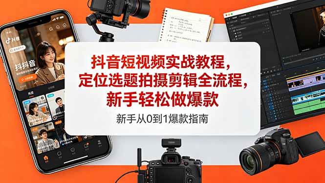 (18524期)抖音短视频实战教程,定位选题拍摄剪辑全流程,新手轻松做爆款 (18524期)抖音短视频实战教程,定位选题拍摄剪辑全流程,新手轻松做爆款