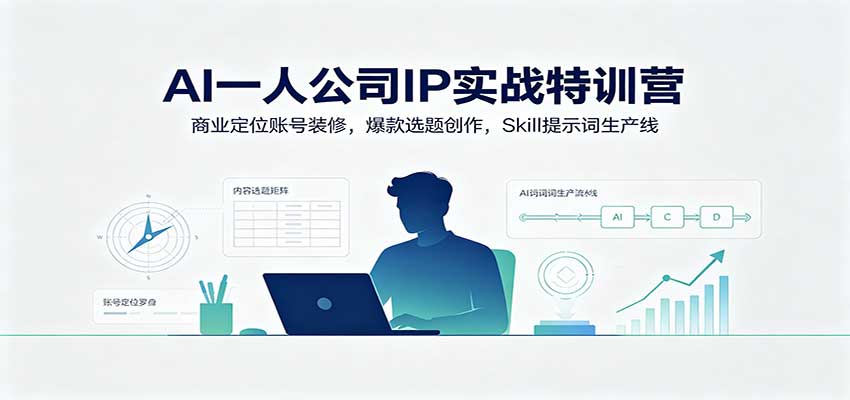 AI一人公司IP实战特训营:商业定位账号装修,爆款选题创作,Skill提示词生产线-佳梦网创 - 网创副业项目资源站