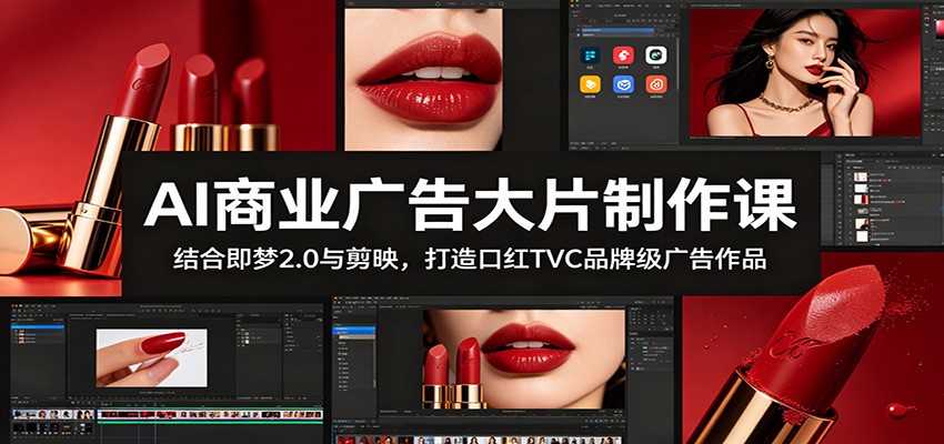 AI商业广告大片制作课：结合即梦2.0与剪映，打造口红TVC品牌级广告作品 - 佳梦网创 - 网创副业项目资源站-佳梦网创 - 网创副业项目资源站